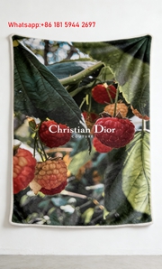 Christian Dior Raspberry Print Flannel Sofa Throw Blanket D479